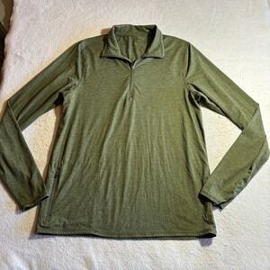Vuori Ease Performance Mens Green Quarter Zip Pullover Long Sleeve Shirt S